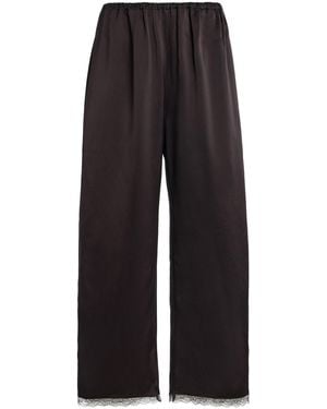 Leset Barb Lace-Trimmed Satin Crop Trousers - Black