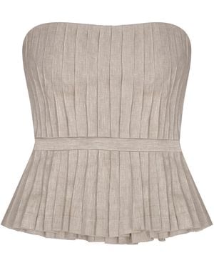 ANDRES OTALORA Encantadora Pleated Linen Top - Natural