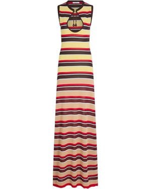 Rabanne Striped Keyhole Maxi Dress - White