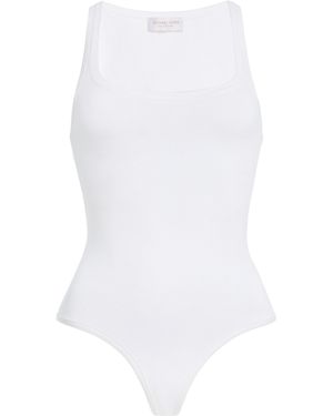 Michael Kors Scoop-Neck Jersey Tank Bodysuit - White