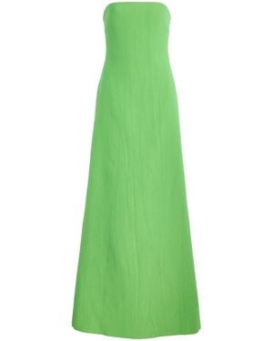 Monique Lhuillier Strapless Cotton Blend A-Line Gown - Green