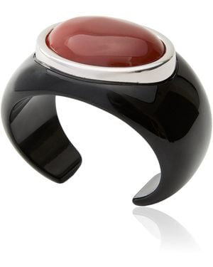 Julietta Lina Rhodium-Plated Brass Resin And Carnelian Cuff - Black