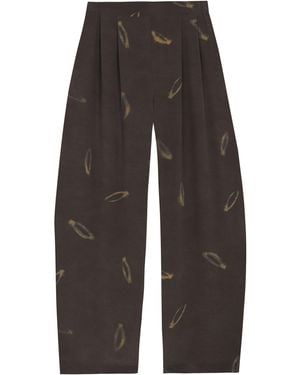 Cortana Thea Silk Straight Leg Pants - Brown