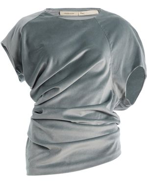 Colleen Allen Spiral Cotton Velvet Top - Grey