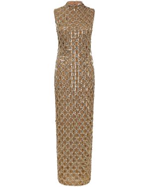 Rachel Gilbert Sinclair Embellished Column Gown - Natural