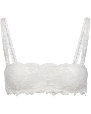 Magda Butrym Lace-Trimmed Silk Bra - White
