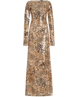 LAPOINTE Leopard- Sequined Maxi Dress - Natural