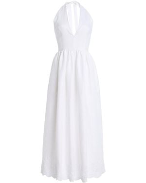 STAUD Grazia Linen Midi Halter Dress - White
