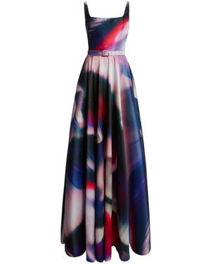 Zuhair Murad Aurora Printed Mikado Gown - Blue