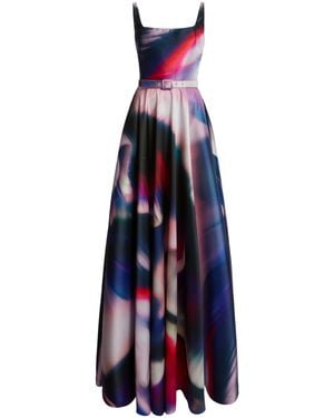 Zuhair Murad Aurora Printed Mikado Gown - Blue