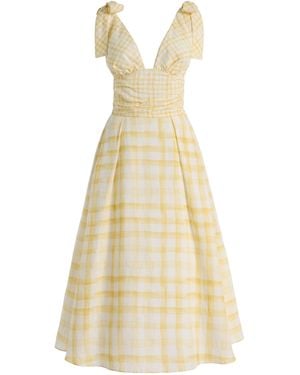 Rosie Assoulin Bow-Detailed Gingham Midi Dress - Natural