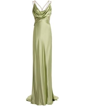 Zuhair Murad Satin Chain-Detail Silk-Blend Mermaid Long Dress - Green
