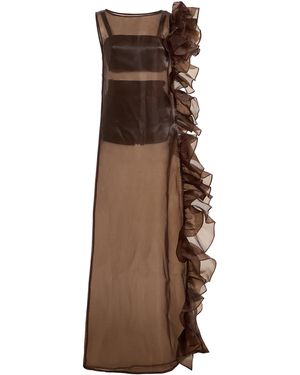Marlies Grace Bea Ruffled Organza Maxi Dress - Brown