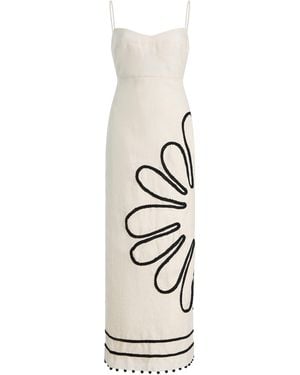 Cala De La Cruz Exclusive Paloma Embroidered Linen Midi Dress - White