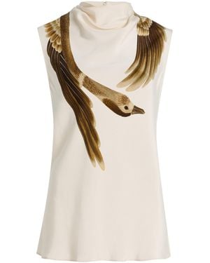 Altuzarra Arlie Printed Silk Top - Natural