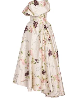 Erdem Textured-Satin Midi Dress - Natural