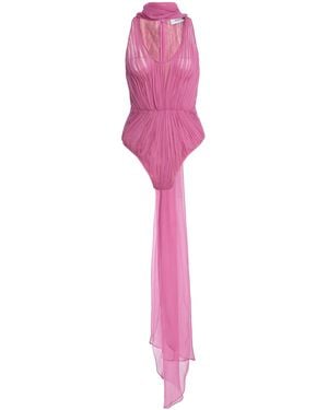 Atelier Prabal Gurung Hand-Pleated Silk-Chiffon Bodysuit - Pink