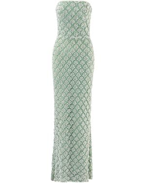 La Fuori Louvre Scallop Pearl Maxi Dress - Green