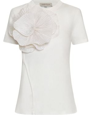ANDRES OTALORA Malta Embellished Cotton-Blend T-Shirt - White