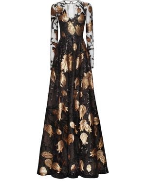 Naeem Khan Sequined Lace Gown - Black