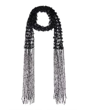Dries Van Noten Handmade Beaded Scarf Necklace - Black