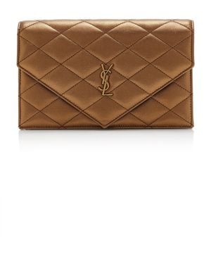 Saint Laurent Leather Chain Wallet - Brown