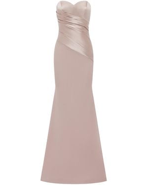 Alex Perry Sweetheart Draped Duchess Satin Georgette Gown - Pink