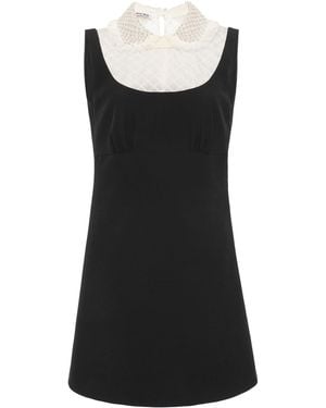 Miu Miu Embellished Organza-detailed Cady Mini Dress - Black