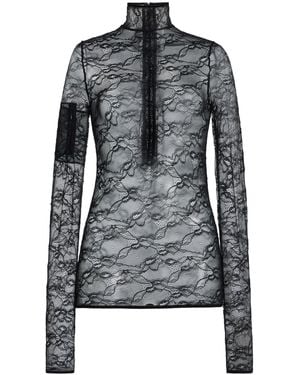 Courreges Lace Mockneck Top - Black