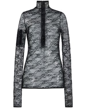 Courreges Lace Mockneck Top - Black