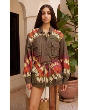 ALÉMAIS Marilyn Tie-dyed Denim Jacket - Brown
