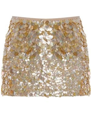 Kilentar Exclusive Aje Embellished Shell Mini Skirt - Natural