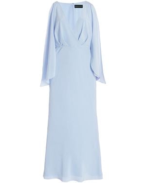 Brandon Maxwell The Camille Gathered Silk Crepe De Chine Maxi Dress - Blue