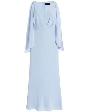 Brandon Maxwell The Camille Gathered Silk Crepe De Chine Maxi Dress - Blue