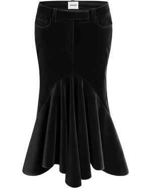 KHAITE Inez Velvet Midi Skirt - Black