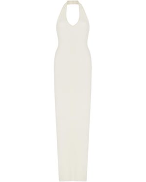 ÉTERNE Jersey Maxi Halter Dress - White