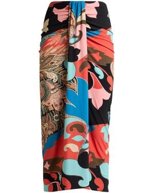 Etro Printed Jersey Sarong Midi Skirt - Multicolour