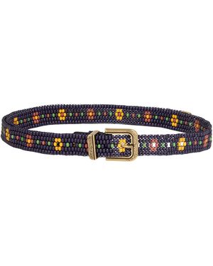 Etro Embroidered Beaded Belt - Black