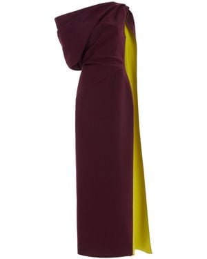 ROKSANDA Maite Cape-detailed Asymmetric Bonded Crepe Maxi Dress - Purple