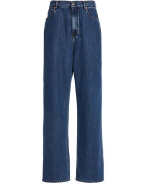 Valentino Garavani Stretch Low-rise Wide-leg Jeans - Blue