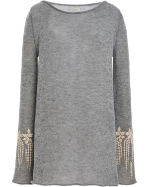 Kallmeyer Embellished Yasmin Mohair Alpaca Tunic Mini Dress - Grey