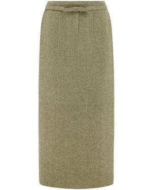 LEO LIN Saskia Wool Maxi Skirt - Green