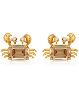 Oscar de la Renta Crystal Crab Stud Earrings - Metallic