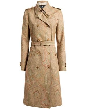 Etro Patterned Cotton-Blend Trench Coat - Natural