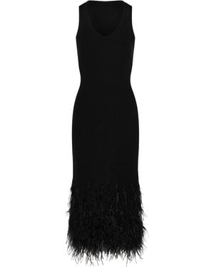 ANDRES OTALORA Murmullo Sutil Feathered Knitted Midi Dress - Black