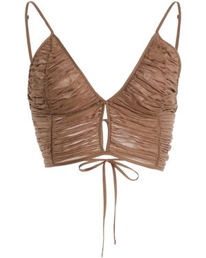 Moré Noir South Cotton-Silk Voile Top - Brown