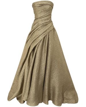 Marmar Halim Swept Pebbled Crepe Ball Gown - Natural