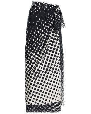 Christopher John Rogers Wiggle-Dot Cotton Pareo - White
