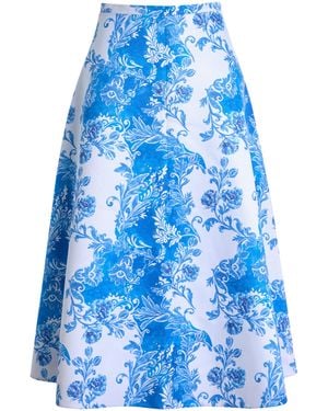 Emilia Wickstead Hallie Floral Printed Skirt - Blue