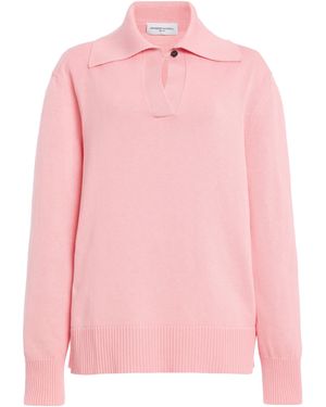 Brandon Maxwell The Edie Relaxed Knit Polo Jumper - Pink